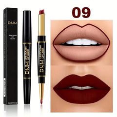 Double-Ended Non-Stick Cup Long Lasting Lipstick Lip Liner High Pigmented Waterproof Valentine'S Day Gifts