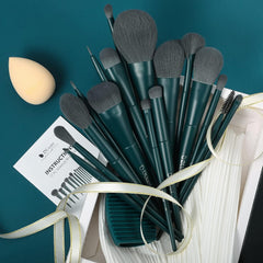 Makeup Gift Set 19 Pcs,17Pcs Brushes Brush 1Pc Cleaning Mat and 1Pc Makeup Sponge Professional Face Powder Eye Shadow Powder Liquid Brushes
