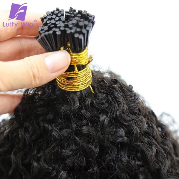 Afro Kinky Curly I Tip Hair Extensions Microlink Human Hair Extensions Double Drawn Full Thick Ends I Tip Hair Extensions