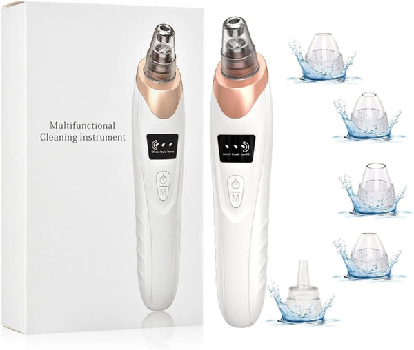 2024 Blackhead Remover Pore Vacuum,Facial Pore Cleaner-5 Suction Power,5 Probes,Usb Rechargeable Blackhead Vacuum Kit Electric Acne Extractor Tool for Adult (White)