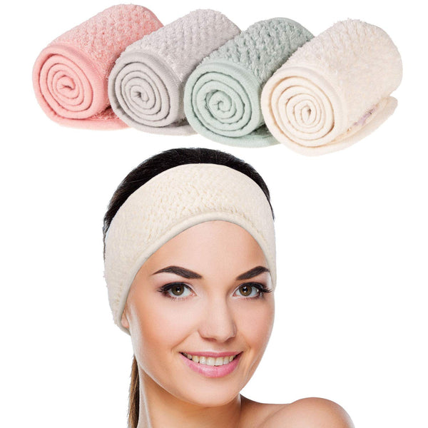 Adjustable Spa Facial Headbands – Soft Towel (Pack of 4)