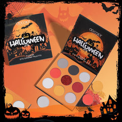 Makeup Brush Set, 5PCS Goth Makeup Brushes Powder Contour Eyeliner Brow Eyeshadow Brush Set with 9 Colors Pigmented Eyeshadow Palette,1Pc Makeup Sponge Puff & 3PCS Fake Scar Tattoo Makeup Kit