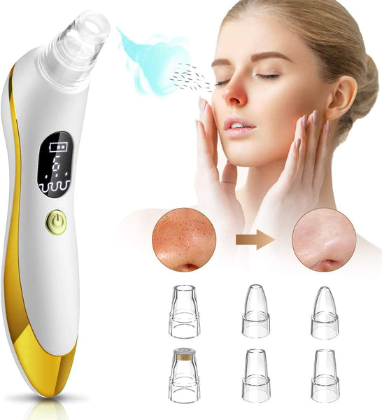 Blackhead Remover Vacuum,  2020 Newest Pore Cleaner Rechargeable 6 Levels Strong Suction Pore Vacuum and 6 Replacement Probes Electric Blackhead Comedone Extractor Acne Removal Tool for Nose Face