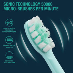 Electric Toothbrush, Sonic Cleaning Rechargeable Toothbrush with Timer, Pressure Sensor, 4 Modes, 4 Brush Heads, Charge Lasts for 180 Days, Best Toothbrush for Adults (Blue Diamond)