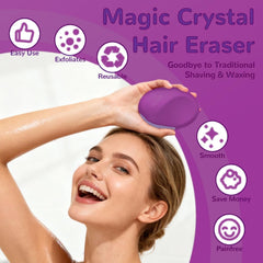 Crystal Hair Eraser for Women and Men, Reusable Crystal Hair Remover Magic Painless Exfoliation Hair Removal Tool, Magic Hair Eraser for Back Arms Legs (Deep Purple)