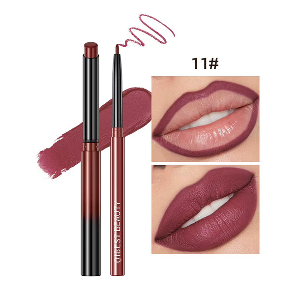 2Pcs Lipstick Lipliner Pen Set Matte Velvet Lip Liner Pencil Contour Makeup Sexy Red Lip Stick Long Lasting Cosmetics