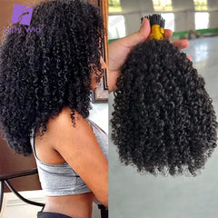 Afro Kinky Curly I Tip Hair Extensions Microlink Human Hair Extensions Double Drawn Full Thick Ends I Tip Hair Extensions