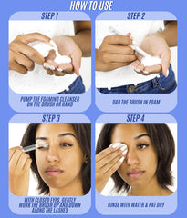 Shampoo 100Ml Cleaning Kit of Eye Makeup Remover (Foam Cleanser) & Shampoo Brush & Mascara Brush Bundle with Eyelash Serum 5Ml for Lash Growth and Thickness