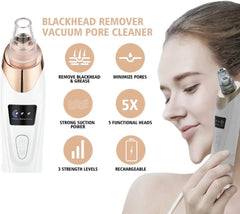 2024 Blackhead Remover Pore Vacuum,Facial Pore Cleaner-5 Suction Power,5 Probes,Usb Rechargeable Blackhead Vacuum Kit Electric Acne Extractor Tool for Adult (White)