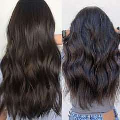 4PCS Clip in Hair Extensions 20Inch Long Wavy Hair Extensions Clip Ins Synthetic Thick Hair Piece for Women(Black)